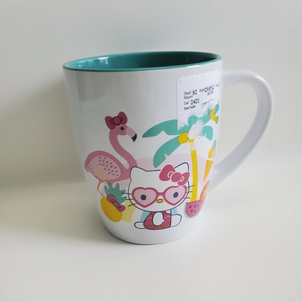 Hello Kitty Tropical Flamingo Ceramic Tall Mug, Collectible, 25oz, NWT